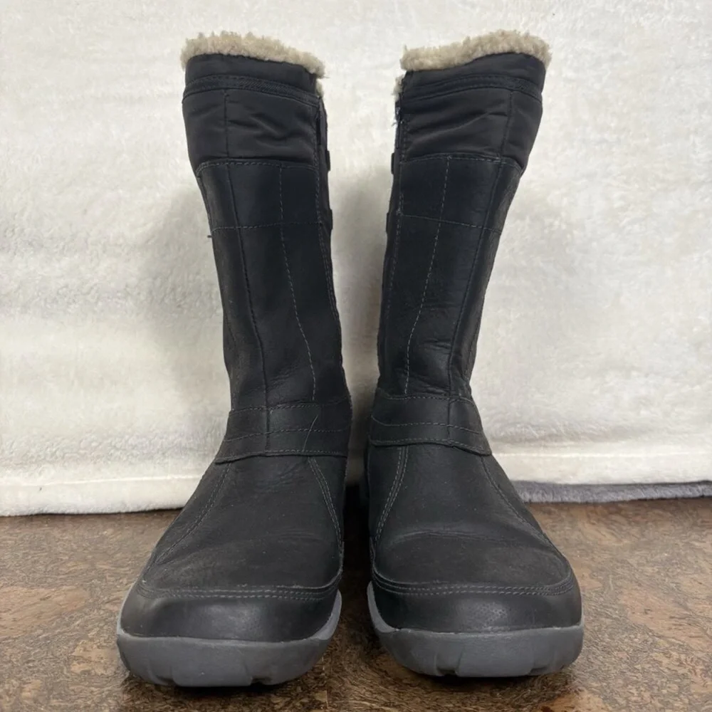 Merrell Black Tall Insulated Winter Boots with Faux Fur Collar